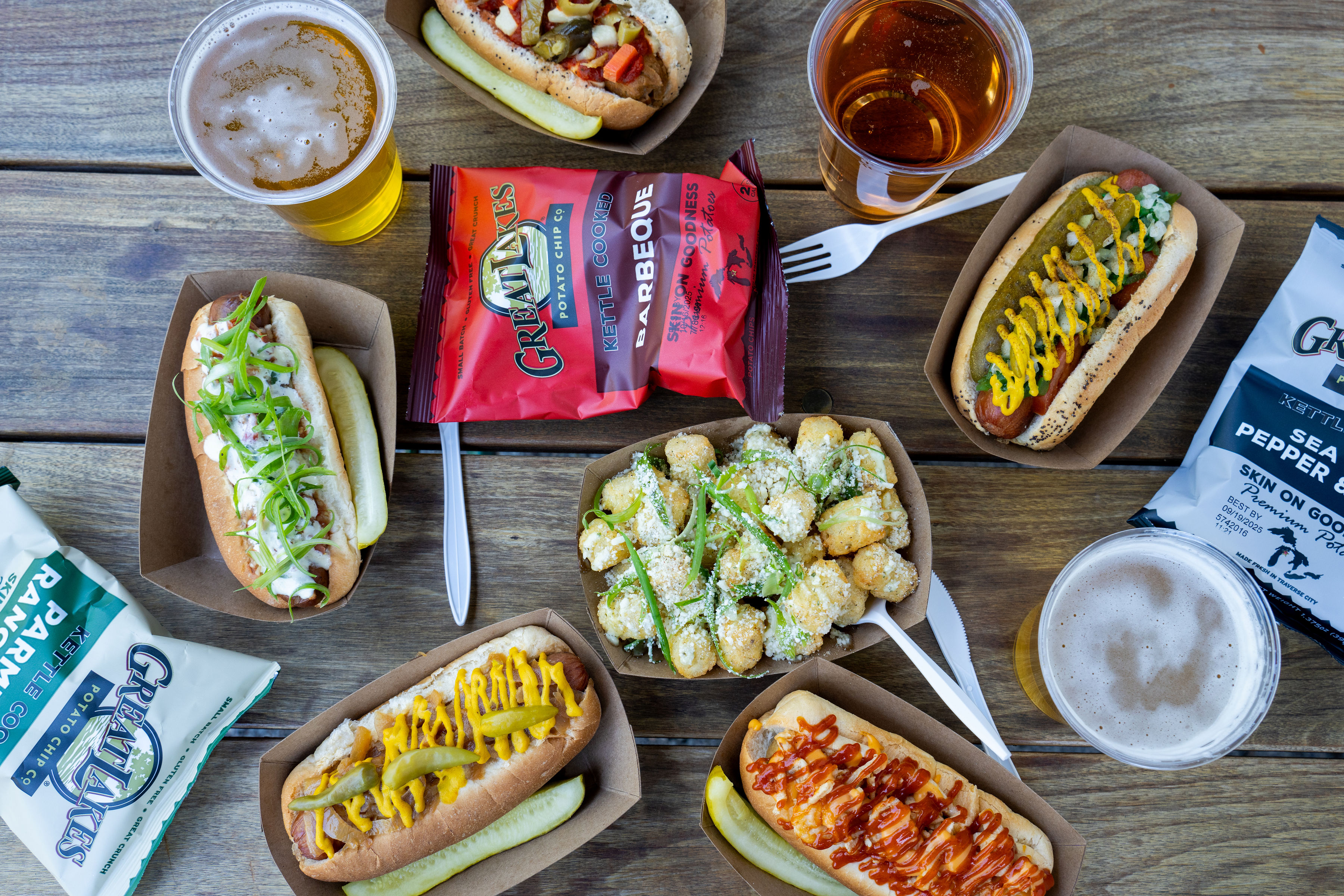 Assortment of food and drinks at The Northman